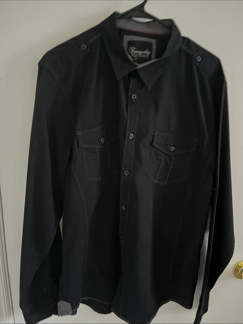 Tranquility Mayhem Black Men's Long-Sleeve Button-Down Shirt